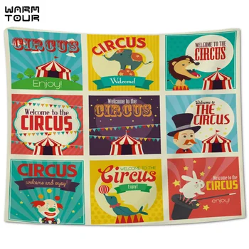 

WARMTOUR Tapestry Cartoon Circus Advertisement Wall Tapestry Home Decor