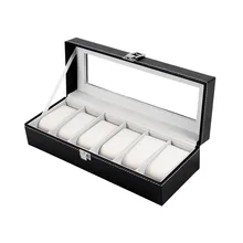 Vente chaude 6 Grille PU Montre En Cuir Boîte De Rangement Rectangle Montre-Bracelet Porte-Bijoux Vitrine Pour Cadeaux LXH