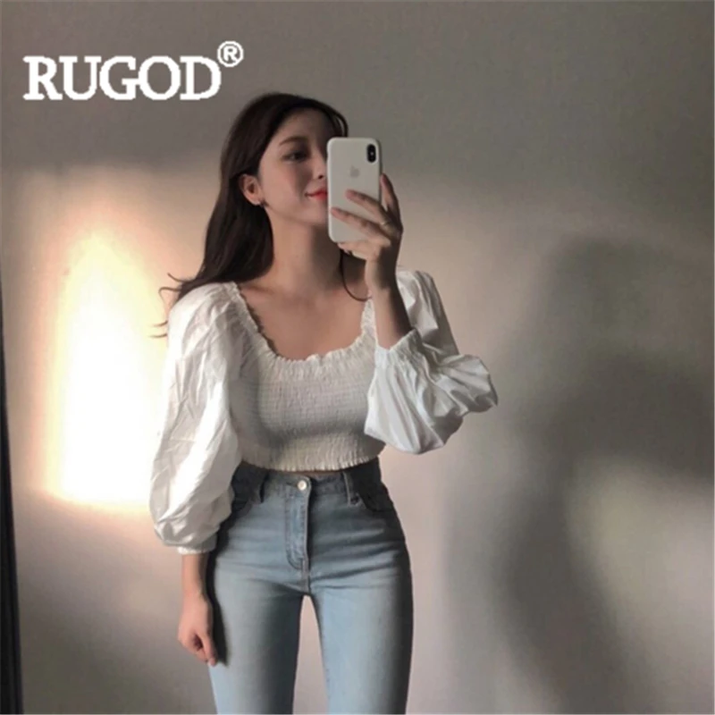 RUGOD Женская однотонная Сексуальная Блузка с вырезом лодочкой открытыми плечами и