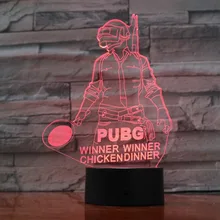Cool new world hot FPS game Player unknown’s Battlegrounds 3D Lamp PUBG Winner Winner Chicken dinner 7 Colors Change LED Lamp