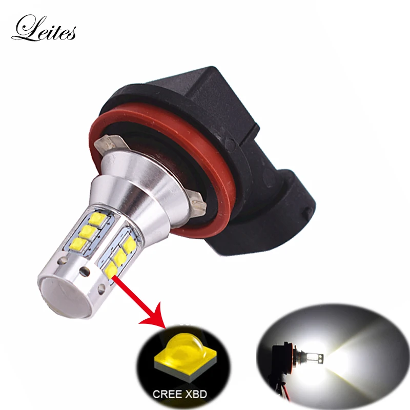 2PCS High Power H8 H11 XBD 16SMD 80W LED Bulbs Extremely Bright for DRL or Fog Lights Xenon White.05