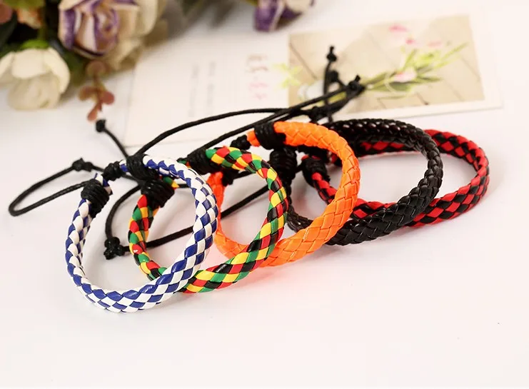 

Free Shiping 2X/lot adjustable unisex jewelry fine jewelry nice colorful braid flat bracelet for girls and boys Summer jewelry