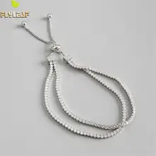 Форзац из стерлингового серебра 925 пробы, браслеты для женщин, кубический цирконий, двухслойный шар, Простые Модные Изящные ювелирные Браслеты и браслеты