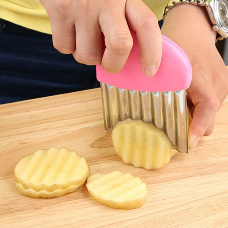 

French Fries Cutter Stainless Steel Potato Chips Making Peeler Cut Plastic Handle Vegetable Kitchen Knives Fruit Tool