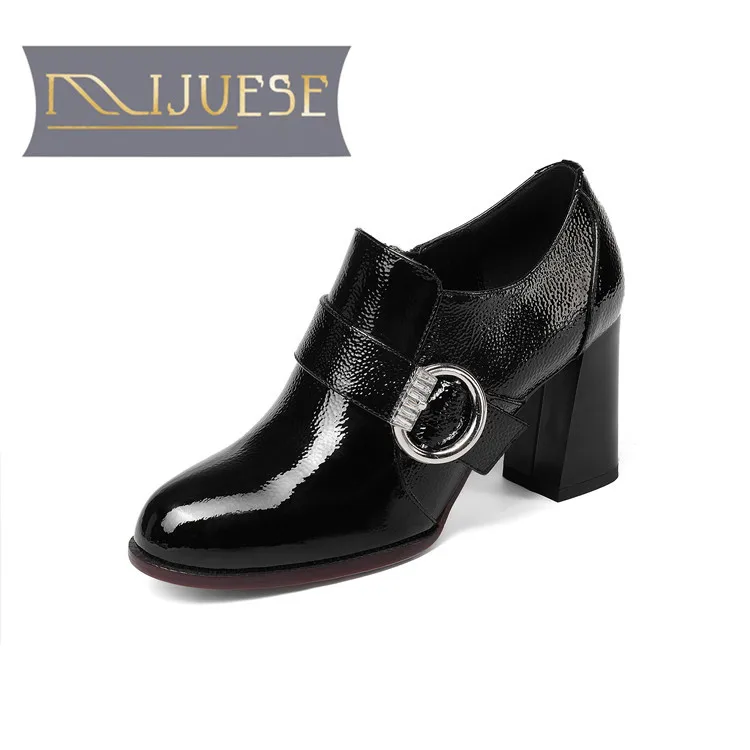 

MLJUESE 2018 women pumps round toe autumn spring black color lolita shoes high heels size 34-43