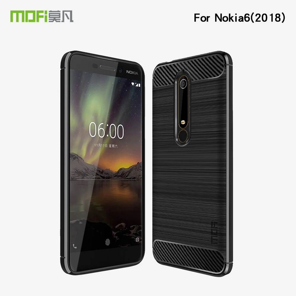 Best Mofi For Nokia 6 2018 protective case cover Wiredrawing TPU case For Nokia 6 2018 Back Cover Carbon Fiber Style cell phone case