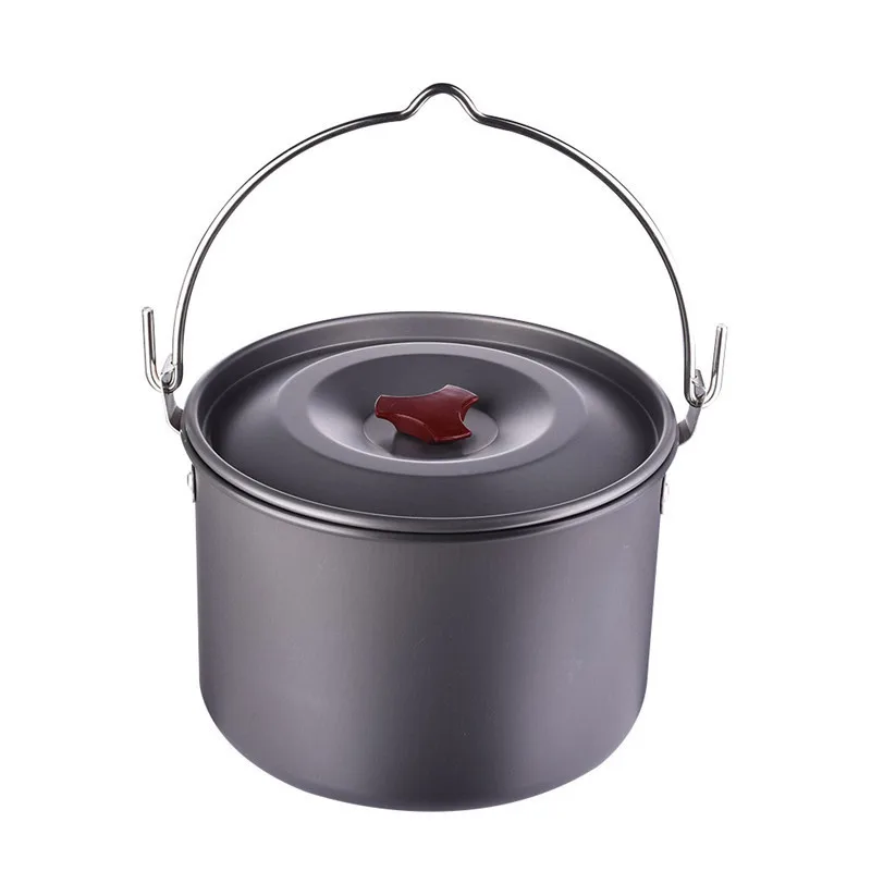 5l ollas Sartenes acampar al aire libre Utensilios de cocina colgante picnic pot pan aleación de aluminio estufa de camping herramienta