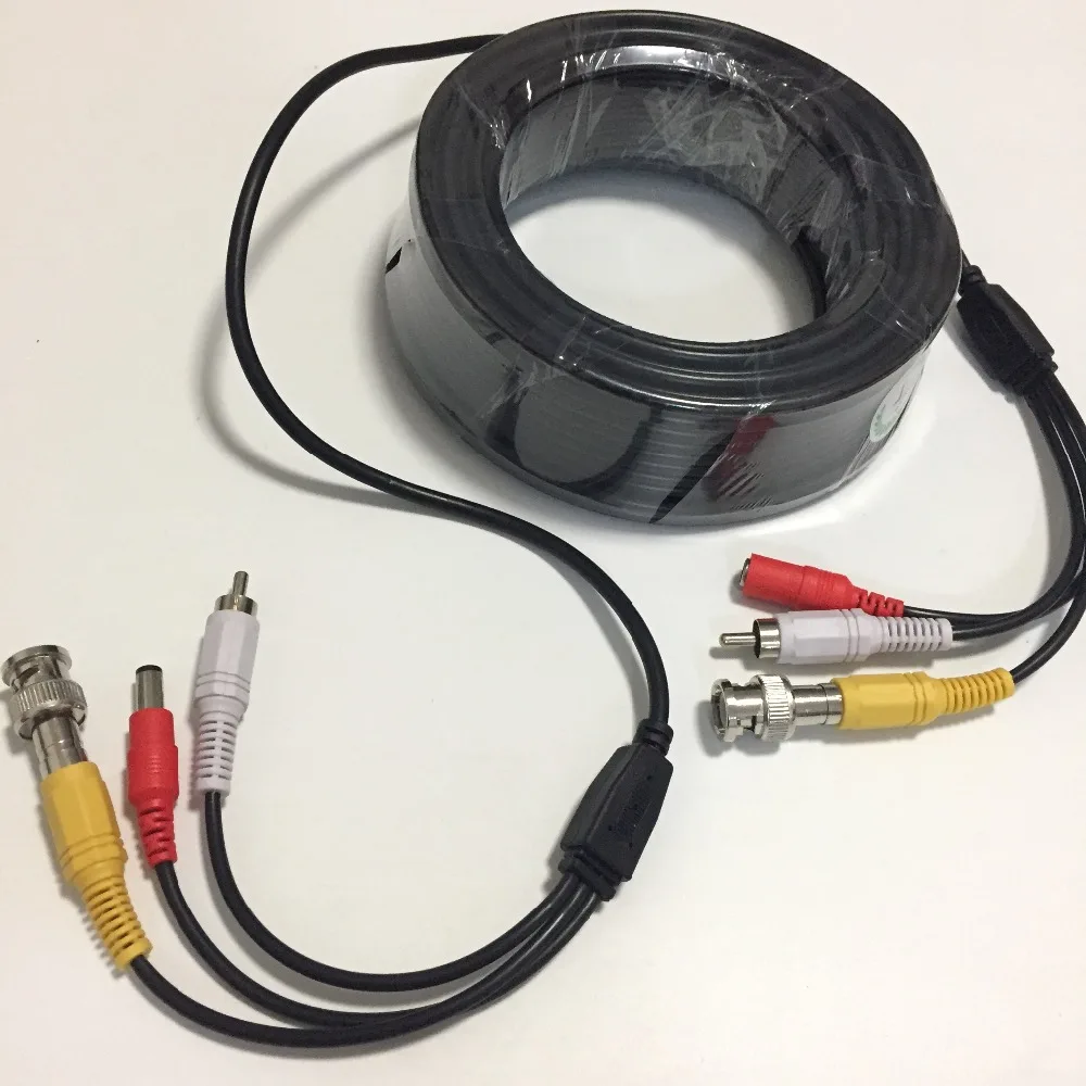 150 Feet 30m 20m Audio Video Power Security Camera Cable with RCA BNC Adaptor Power Cable for Security Mic Camera Use DVR CCTV