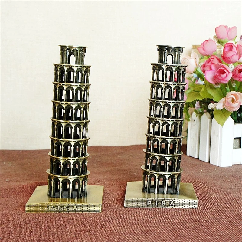 Party SCSpecial Metallic Leaning Tower of Pisa Statue 8.6 Inch Souvenir Figurines Tower Model Kit for Home Decoration