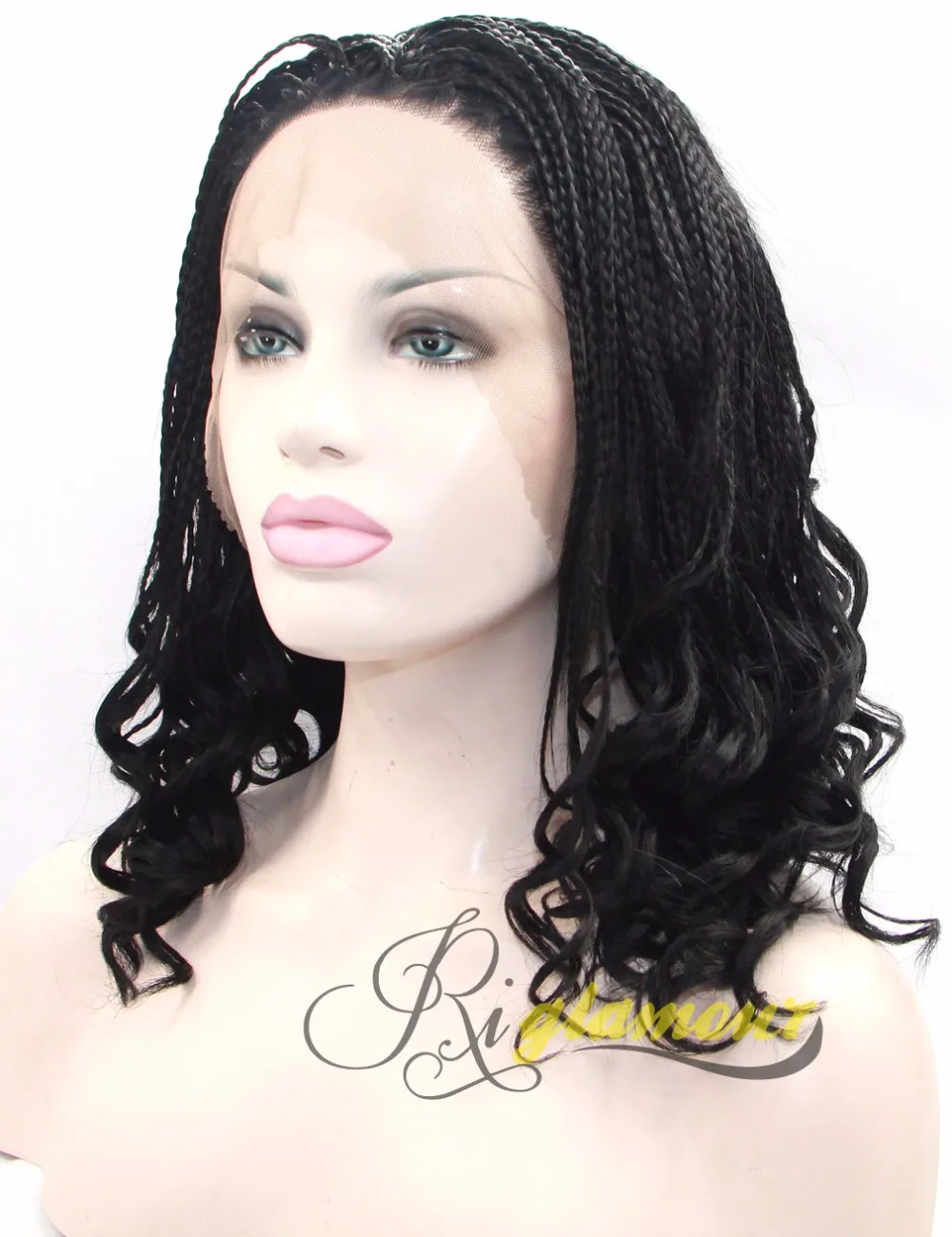 Micro Braids To Wavy Synthetic Wig Heat Resistant 100 Fiber Hair Half 