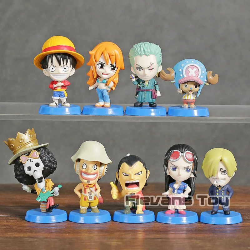 

One Piece Luffy Nami Zoro Chopper Brook Usopp Robin Sanji Mini Q Version Figures Toys Dolls 9pcs/set