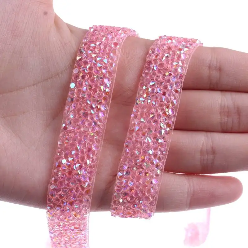 Self-Adhesive Rhinestone Applique Strass Hotfix Rhinestones For Clothes Trim Rhinestone Tape Applicator Crystal Jewelry Ribbon - Цвет: TI-ZD0035