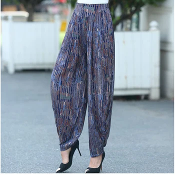 

2019 Summer Beach Bohemian Print Pants Women High Waist Harem Pants Large size cotton loose pants bloomers female thin section
