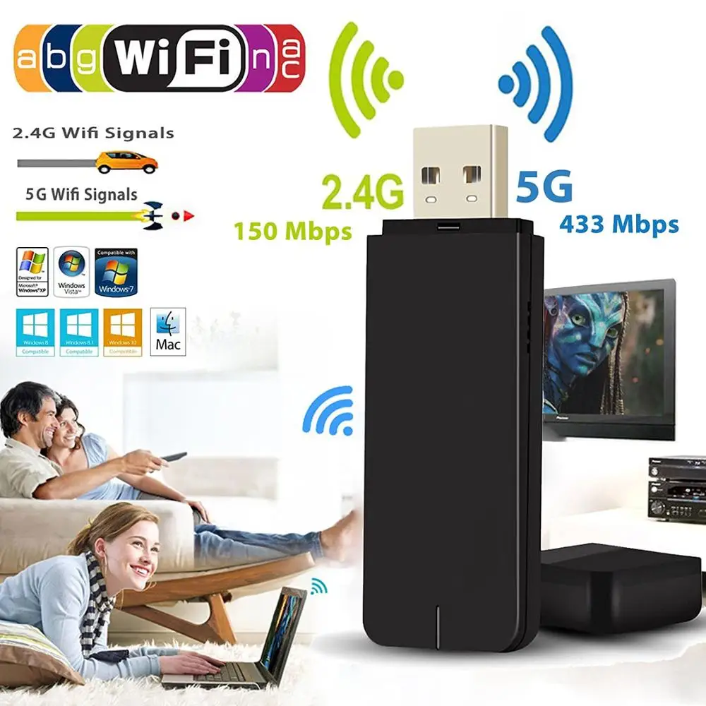 802.11AC 600Mbps Wifi USB Mini MTK7610 2,4g/5,8g двухдиапазонный 500 метров длинный диапазон Wifi адаптер