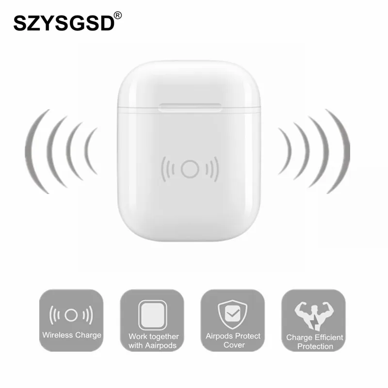 

SZYSGSD For Apple Airpods Wireless Charger Case for Airpods Wireless Charging Receiver Cover For Airpods Charger Protect Case