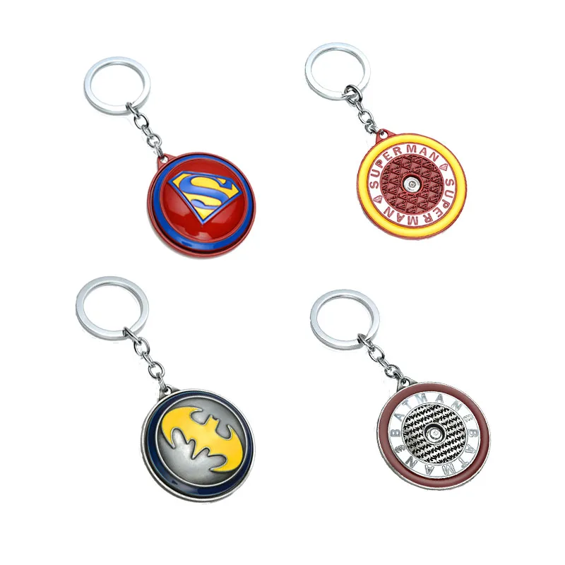 

DC Justice League Batman Superman keychain LOGO the Avengers marvel Figure rotate Key chain Car Key Ring gift for Women and Men