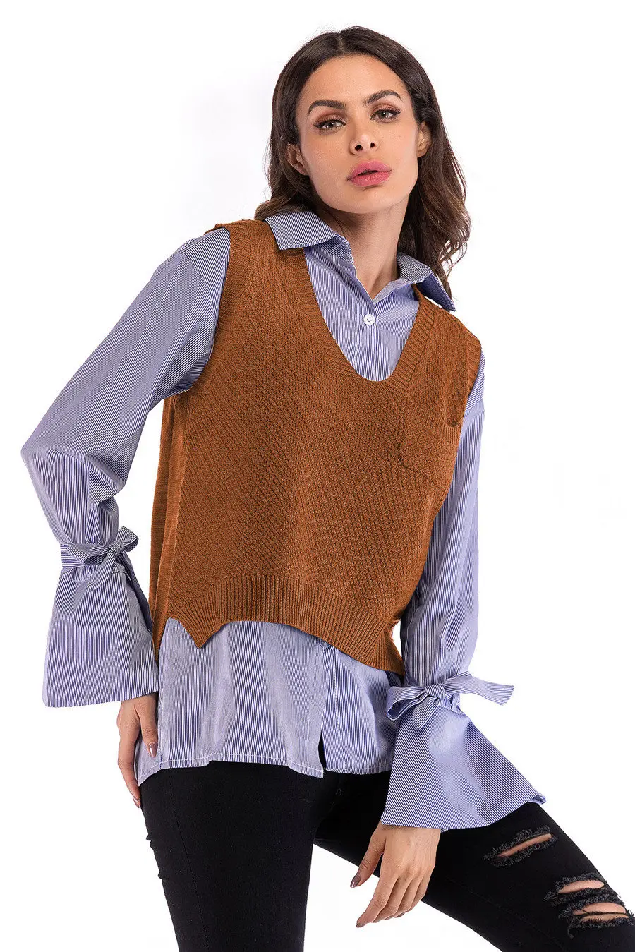 Gladiolus 2018 Fashion Knitwear Autumn Winter Sweater Women Sleeveless V-Neck Loose Knitted Waistcoat Women Vest Short Sweaters (17)