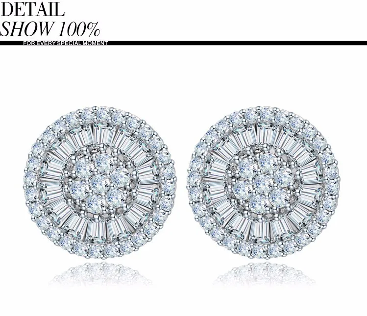 LUOTEEMI Noble Romantic Jewelry Bright Unique Round Shape Cubic Zircon Wedding Stud Earrings for Women Party Factory Wholesale