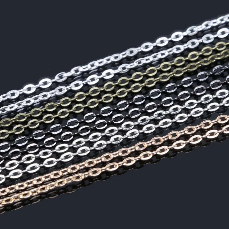 

10M Mix Color Selectble Plating Tone Flat Link-Opened Chains 4x3mm Jewelry Findings Iron Connector