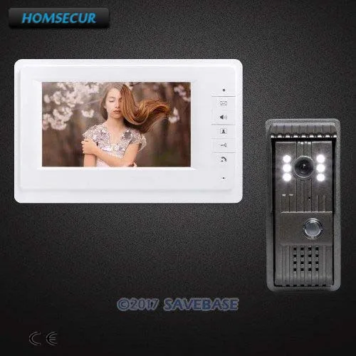 HOMSECUR 7 "TFT LCD IP54 Проводной Видеодомофон с Внутри-Монитором Аудио Домофон 1V1