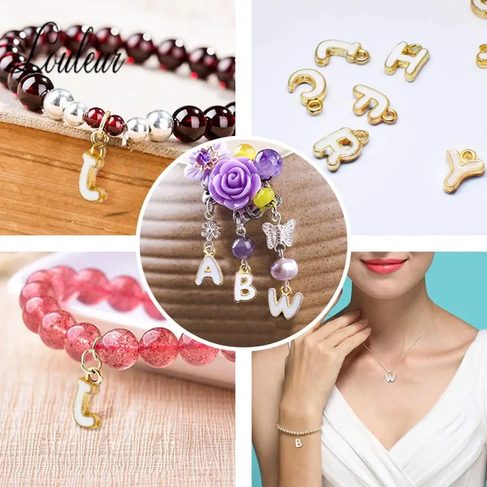 

High Quality 26 Piece/Lot 8*12mm Alloy Letters Charms Alphabet Initial Bracelet Charm Pendant for pet for DIY Jewelry Making