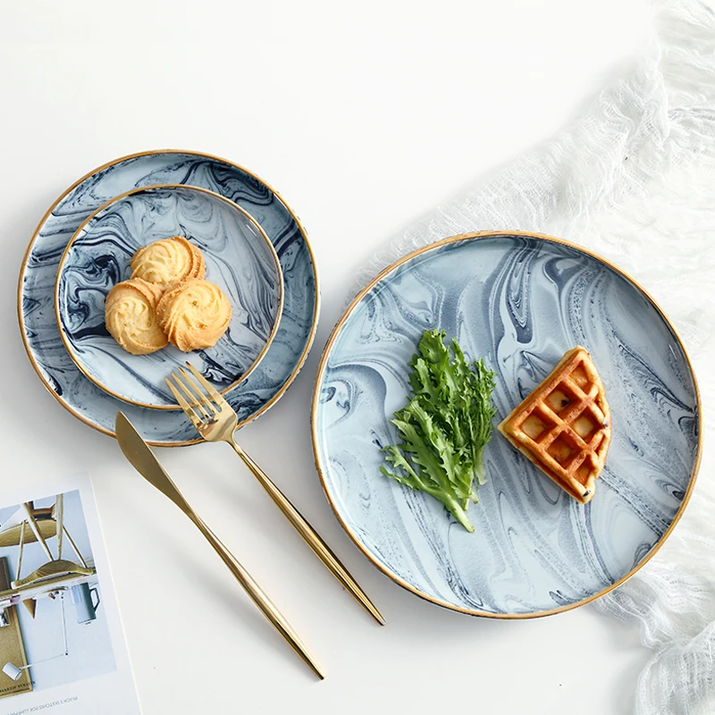 

Ceramic Tableware Marbled Plate Home Kitchen Tableware