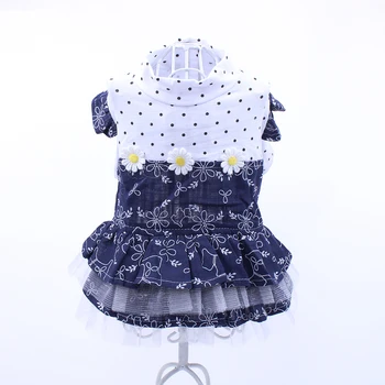 

Dog Cat Dress Tutu Floral&Dot Flowers Design Pet Puppy Shirt Fluffy Skirt Spring/Summer Clothes Apparel