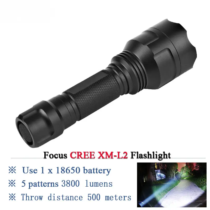

Rechargeable Led Flashlight CREE XML T6 XM L L2 Waterproof 5 mode 18650 battery tactical hunting camping bicycle flash light
