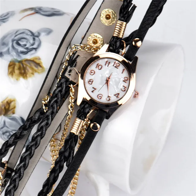 Fashion Bracelet Women Watch Exquisite Elegance 1PC Leather Strap Braided windin Fashion Bracelet Women Watch Exquisite Elegance 1PC Leather Strap Braided windin