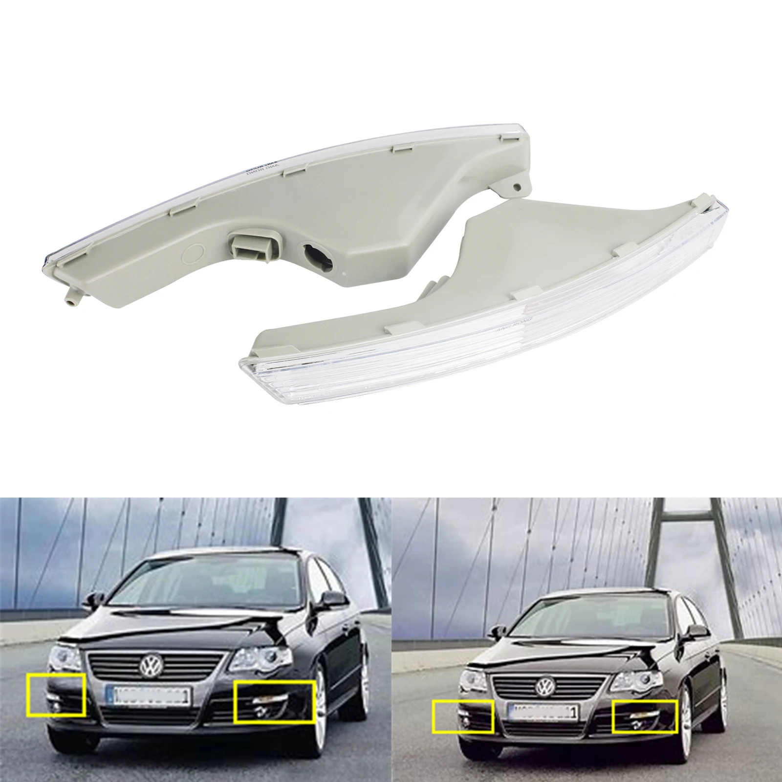 ANGRONG 2x Front Bumper Turn Signal Clear Lens Blinker Light For VW