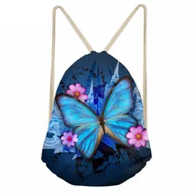 Cute 3D Animal Butterfly Print Women Drawstrings Bags Fashion Softback Backpacks Storage Beach Bags for Teens GirlsSumka