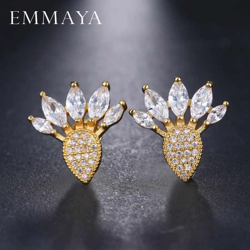 Emmaya модные Дизайн милый цветок Форма крошечные камень cz Серьги-гвоздики белого и розового золота-Цвет кристалл ювелирных изделий