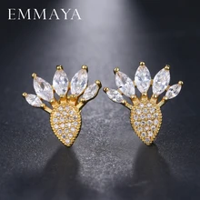 Emmaya модные Дизайн милый цветок Форма крошечные камень cz Серьги-гвоздики белого и розового золота-Цвет кристалл ювелирных изделий