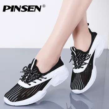 

PINSEN 2020 Fashion Flats Shoes Women Breathable Summer Casual Shoes Lace-up Trainers Sneakers Women Ballet Flats Shoes creepers
