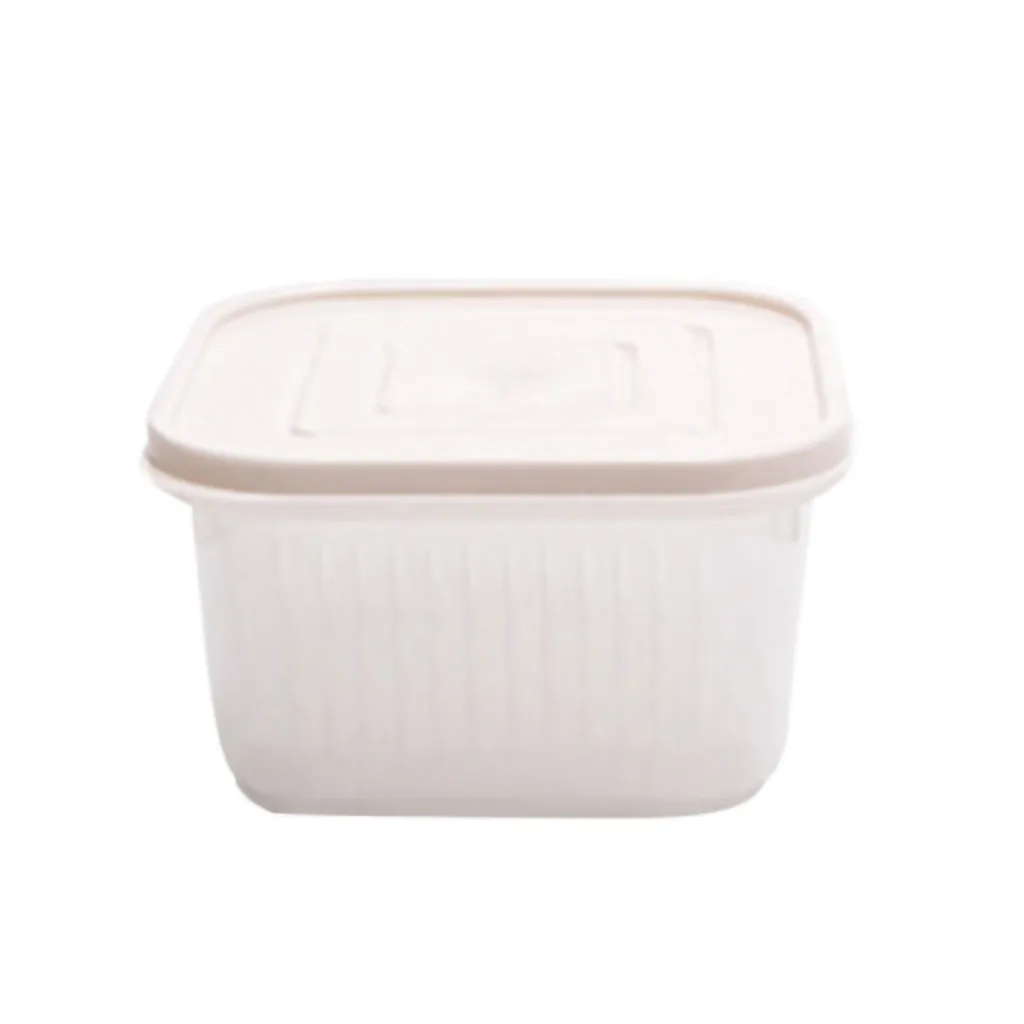 Квадратная герметичная коробка для слива имбиря, чеснока, лука, пищевой контейнер-холодильник, качественный кухонный органайзер, коробка для хранения холодильника, Новинка - Цвет: Beige