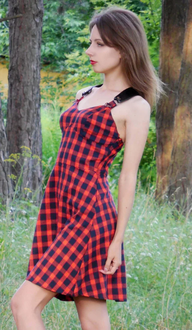 Rosetic, темно-красное клетчатое платье, женское повседневное винтажное клетчатое платье на тонких бретельках, Сексуальное Тонкое ретро-панк-готическое платье