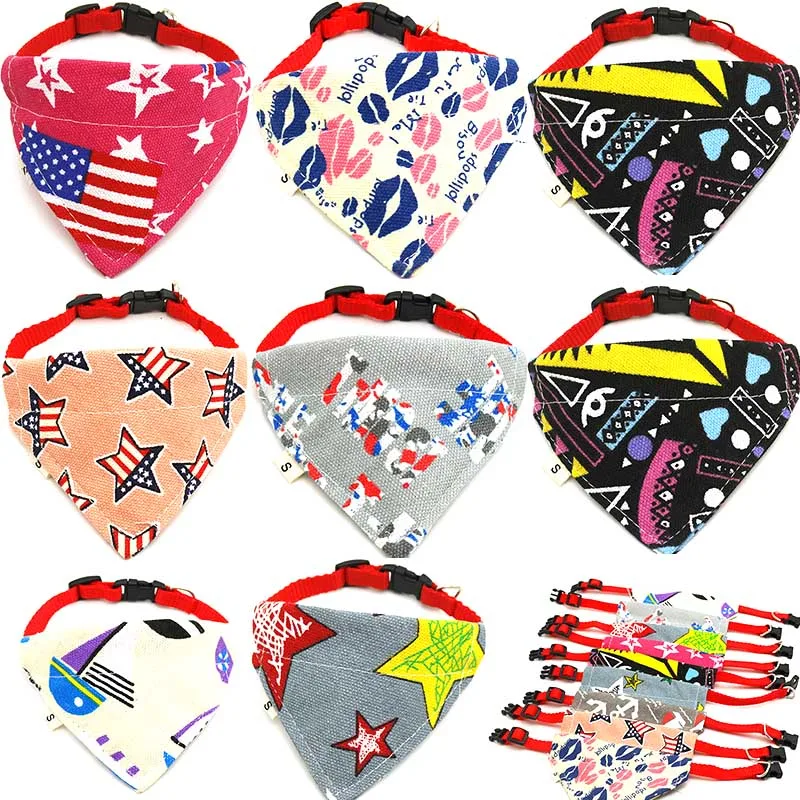 

Newly 1 Pcs Pet Dog Cat Saliva Towel Bandana Triangular Collar Neckerchief Adjustable Gift