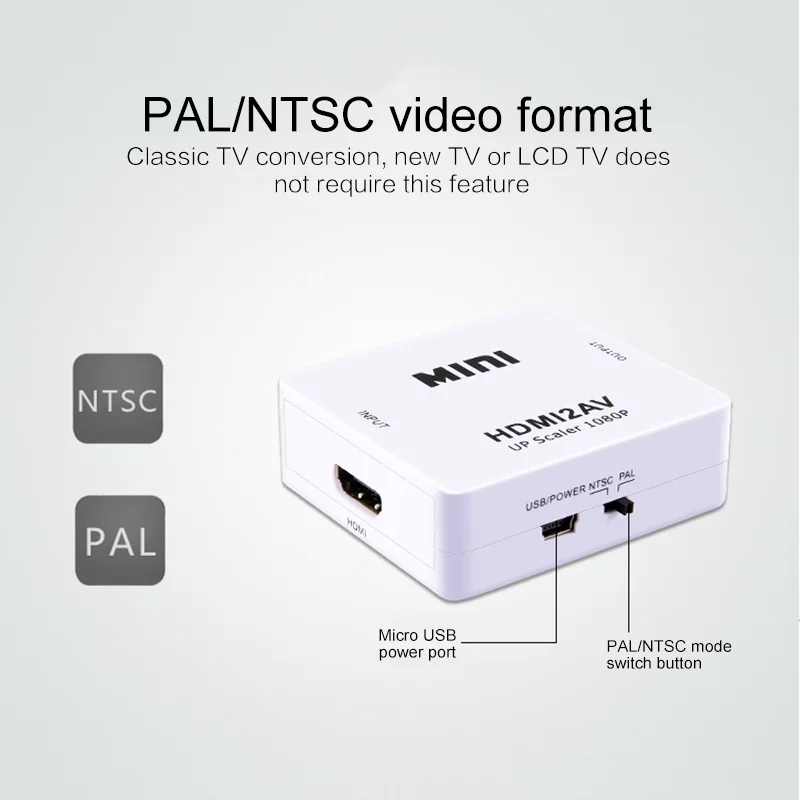 Мини Композитный 1080P HDMI к RCA Аудио Видео AV/CVBS L/R видео К AV скейлер адаптер HD