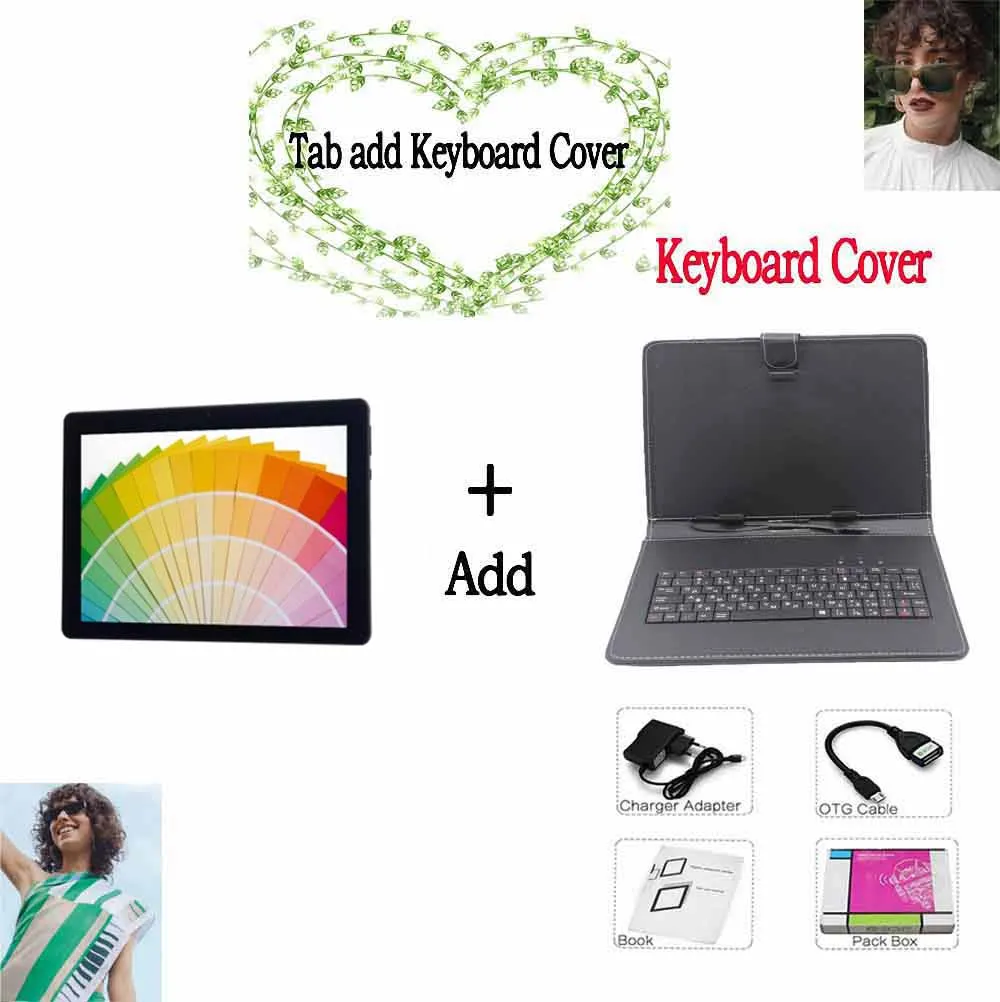 Add keyboard Россия, Испания, США, корабль) BDF 10 дюймов Dual SIM 3g телефон настольный ПК 4 Гб+ 64 ГБ Android 7,0 Tab Восьмиядерный Bluetooth WiFi ips планшет 10,1 - Комплект: Add keyboard
