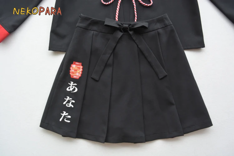 Summer Festivity Japanese Kimono Style 2pcs Women's Set Long Sleeve Trench Shirt& Pleated Skirt Color Black