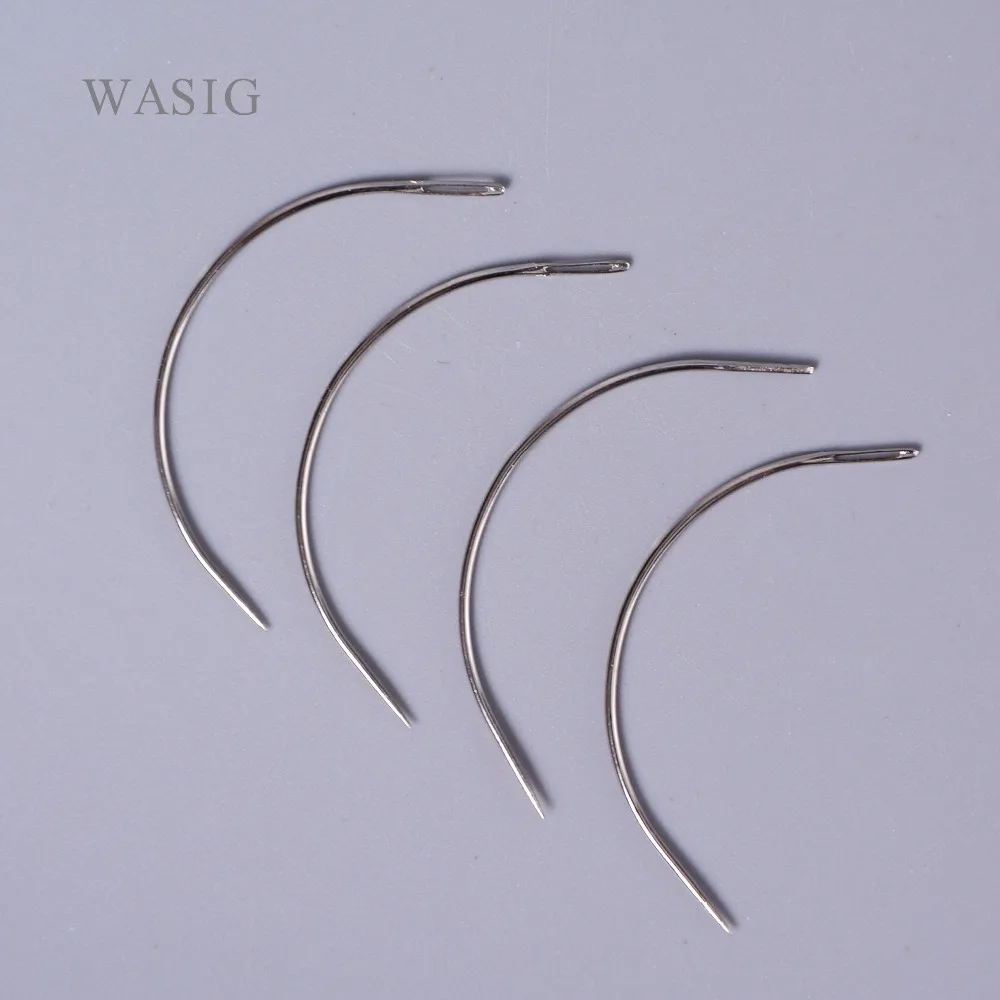 

1 bag 144pcs 6CM C Shape Curved Needles Threader Sewing/Weaving Needles for Human Hair Extension Weft Weaving