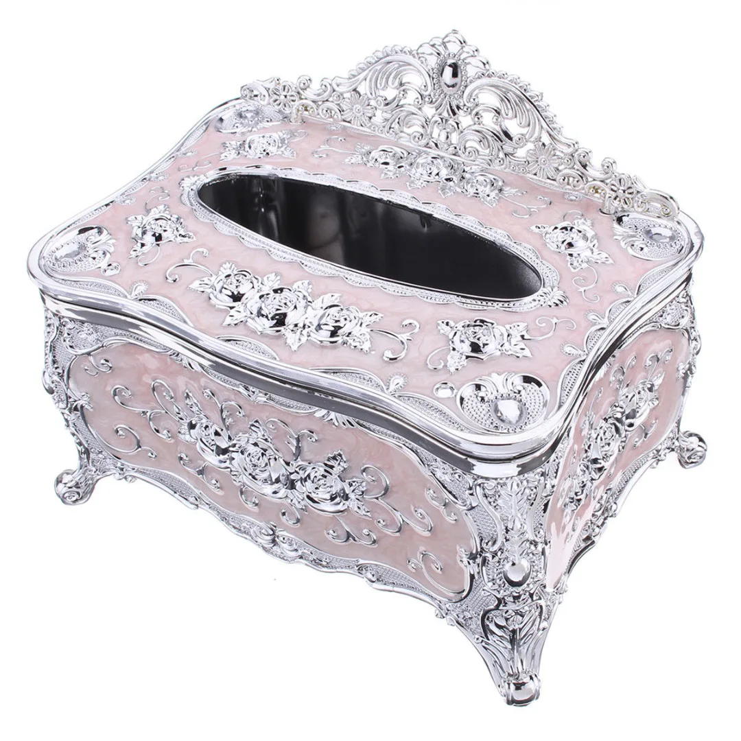 JX-LCLYL Elegant Gold Tissue Box Cover Chic Napkin Case Holder Hotel Home Decor Organizer