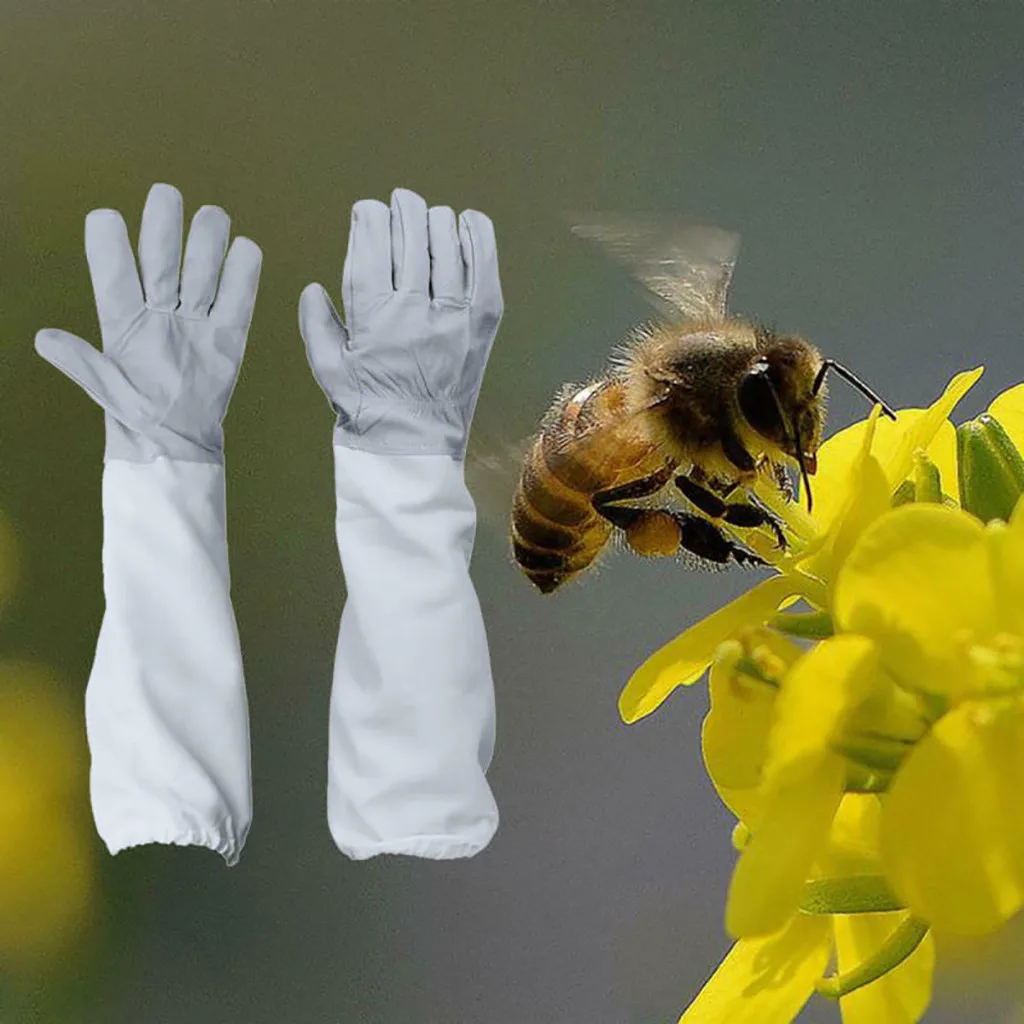 Перчатки пчеловода козьей пчеловодческий с разрезами пчеловодства пчеловод защитная одежда с длинным рукавом Пчеловодство оборудование и tools25