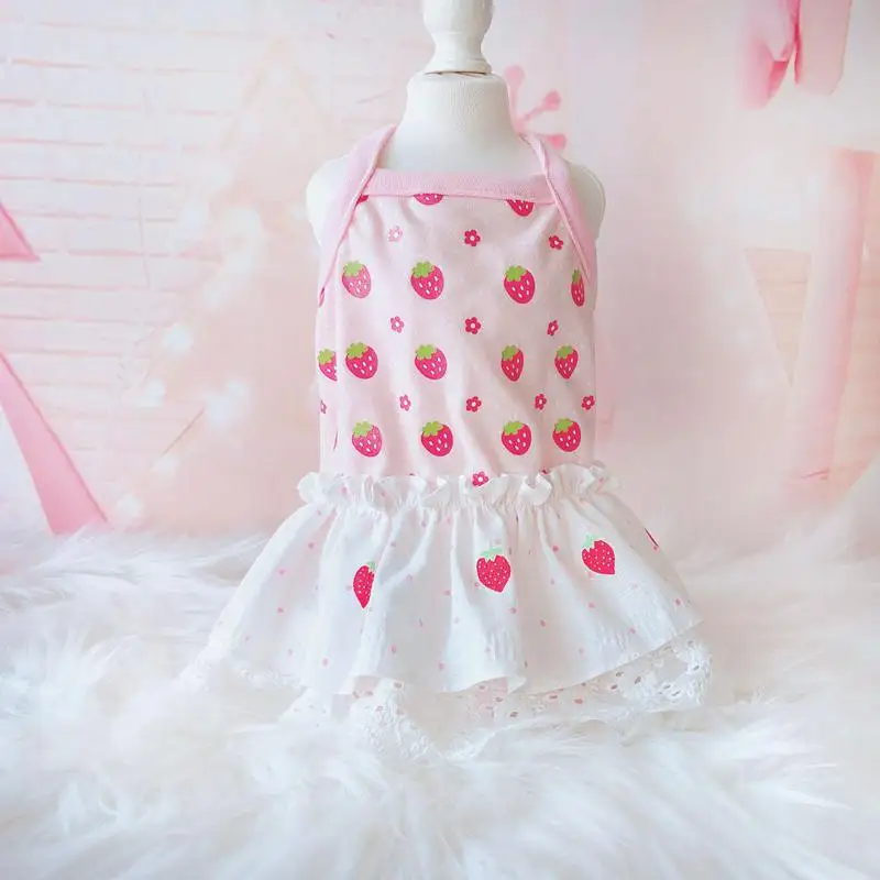 

Sweet Strawberry Decoration Tutu Skirt for Dogs 2019 Spring and Summer Pink Blue Colors Xs-xl Sizes Summer Cool Pet Clothes