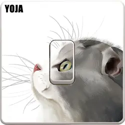 YOJA прекрасный кот с тусклыми глазами забавные животные переключатель Стикеры s винил Декор стены 8SS0012