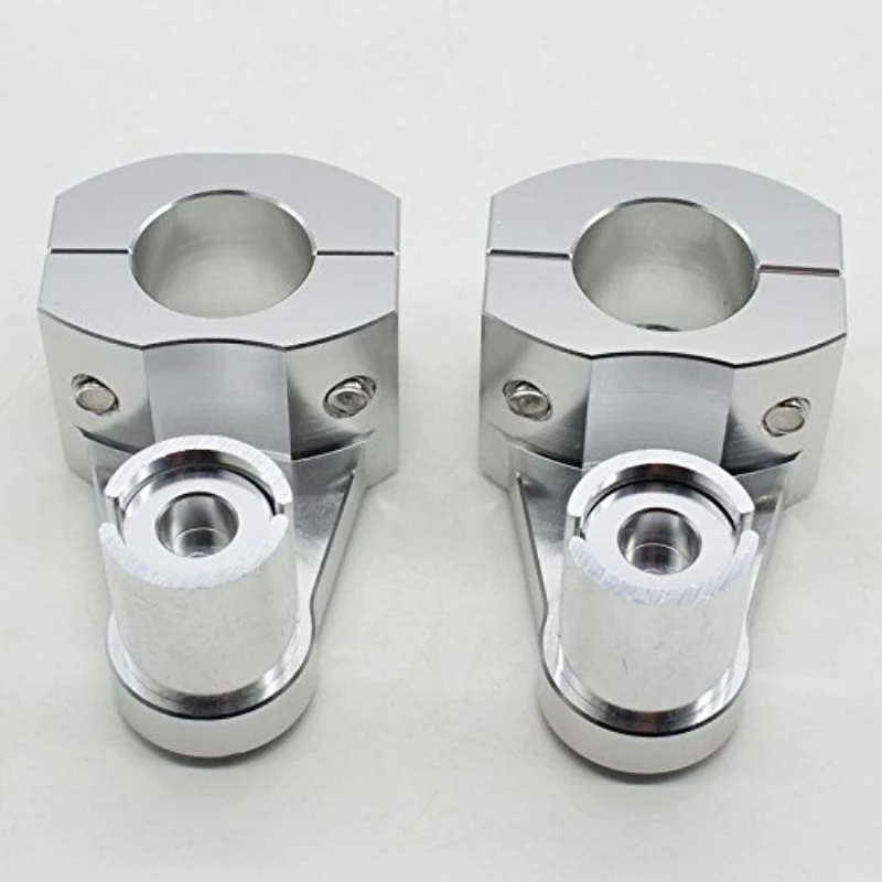 2 PCS Silver Aluminum 7/8" 22 mm Motorcycle Handle Bar Handle Fat Bar Mount Clamps Riser