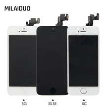 Дешевые Полная замена ЖК-дисплей Сенсорный экран планшета для iPhone 5 5S se 5c + Главная Кнопка + Фронтальная камера + ушки Динамик предварительно собранный