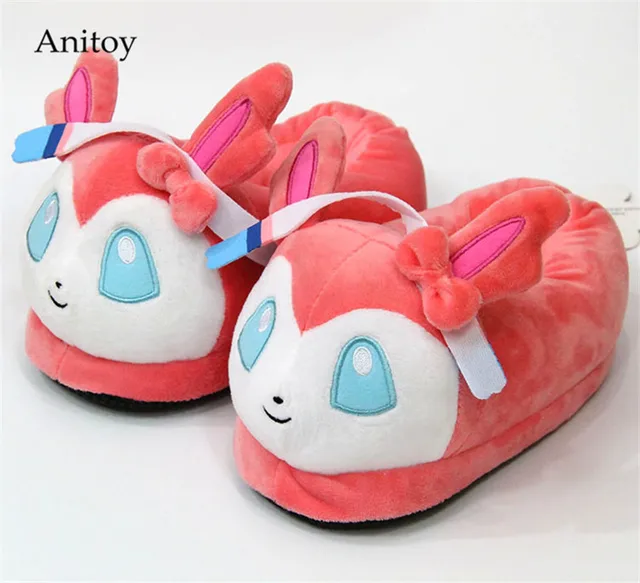 Special Price Anime Cartoon Sylveon Flareon Snorlax Plush Slippers Home Winter Slippers Plush Toys for Children 21cm 3 Styles