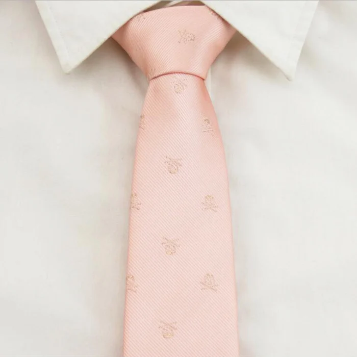 Модные обтягивающие Галстуки, популярные мужские повседневные вечерние галстуки, черные с ужасными белыми черепами - Цвет: Pink
