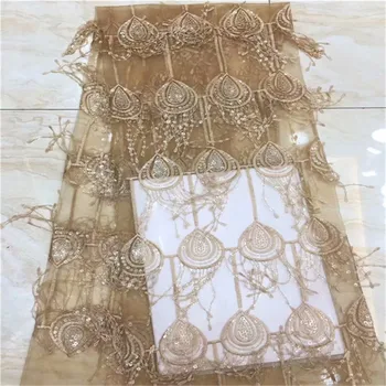 

Latest Onion Color French Nigerian Lace Fabrics green Sequins African French Tassels gold Tulle Lace African Lace Fabric Wedding
